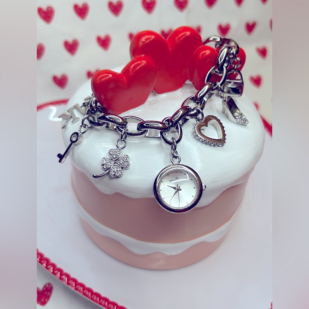 CHARMing silver premium crystal watch Japanese quartz movement - Anne Klein